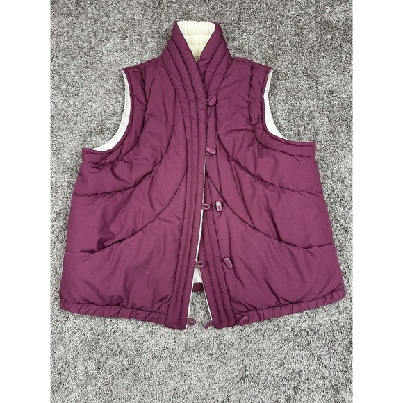 Vintage‎ Puffer Vest Womens Large Quilted Button Front Sleeveless Winter 80s - Picture 1 of 10